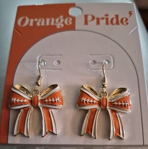 Orange and White Bow Earrings